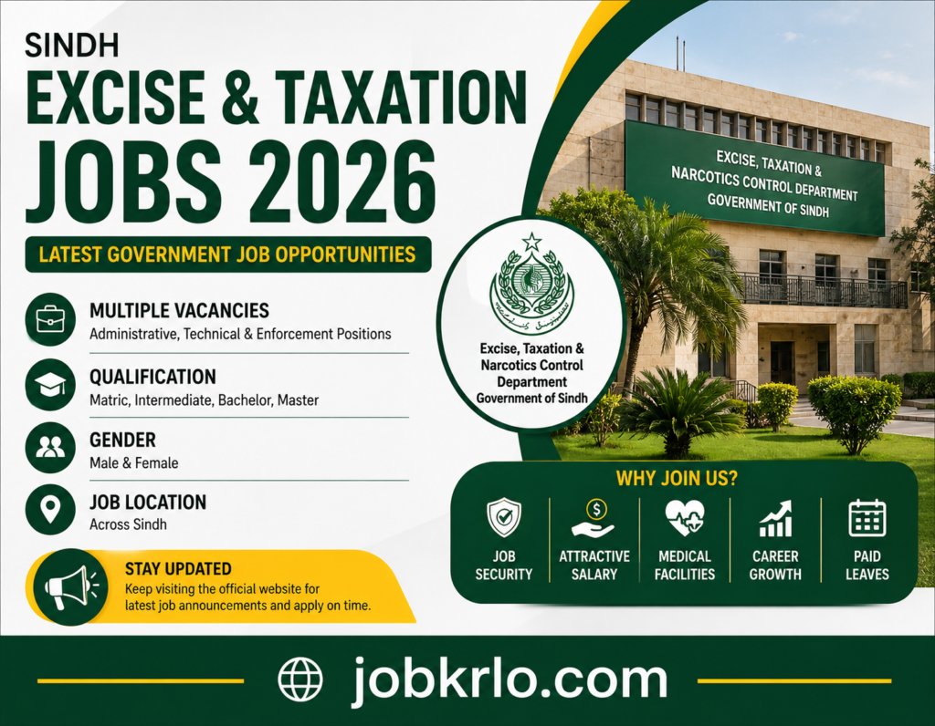 Sindh Excise and Taxation Jobs 2026 | Latest Vacancies Available | Apply Online