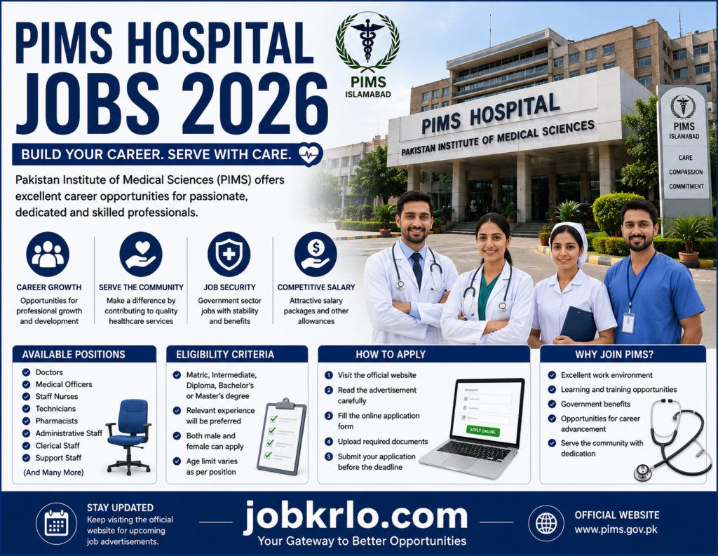PIMS Hospital Jobs 2026 | Online Apply for Latest Vacanices | Complete Guide for Healthcare Career Opportunities