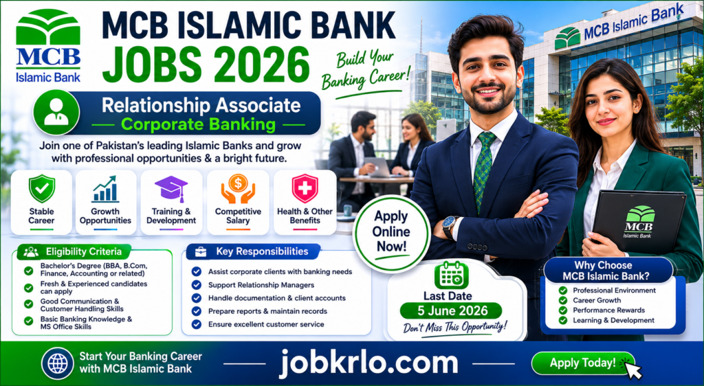 MCB Islamic Bank Jobs 2026 | Latest Vacancies | Relationship Associate Corporate Banking | Apply Online with Complete Process