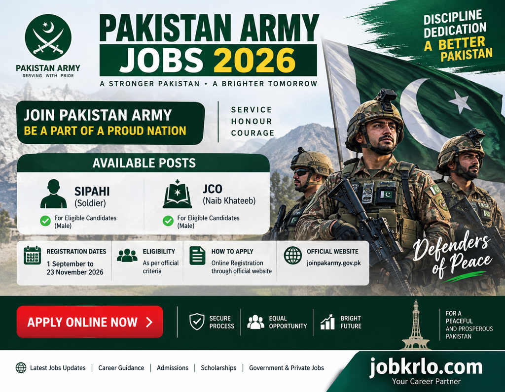 Vacancies in Pakistan Army 2026 | Latest Advertisement | Apply Online in Pakistan Army | Selection Process
