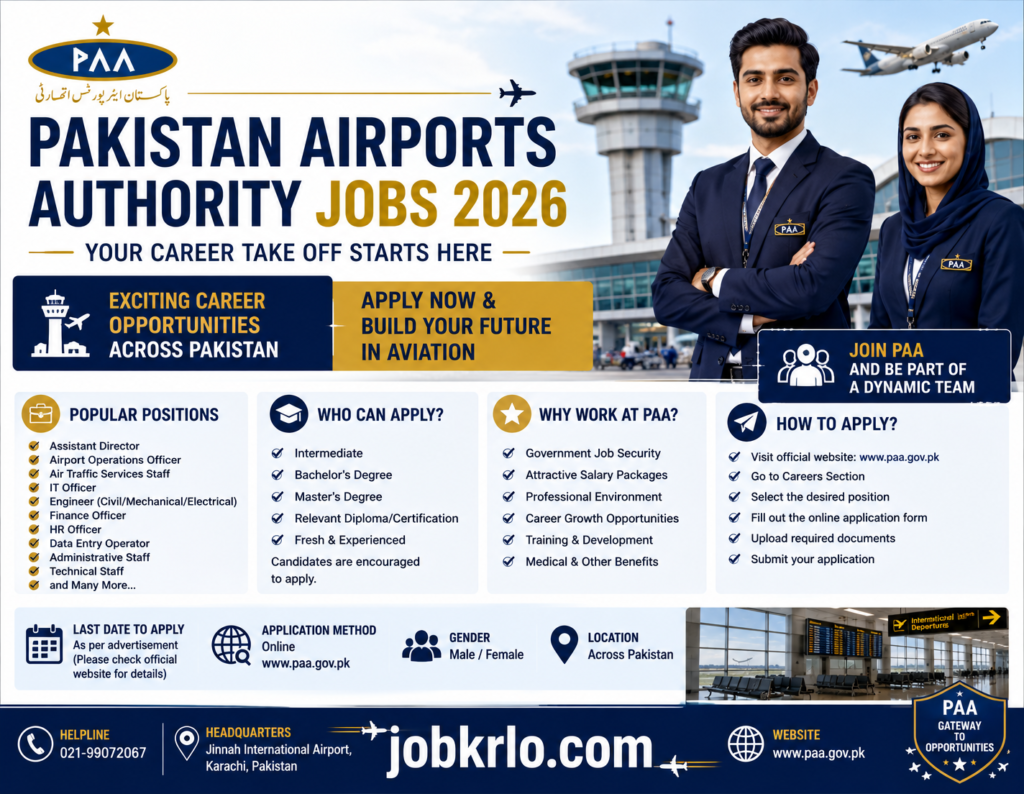 Pakistan Airports Authority Jobs 2026 – Online Apply in PAA and Latest Vacancies
