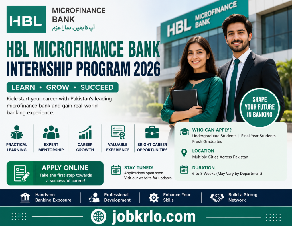 HBL Microfinance Bank Internship Program 2026 – Latest Internship Vacancies At HBL Apply Online for Your Banking Career