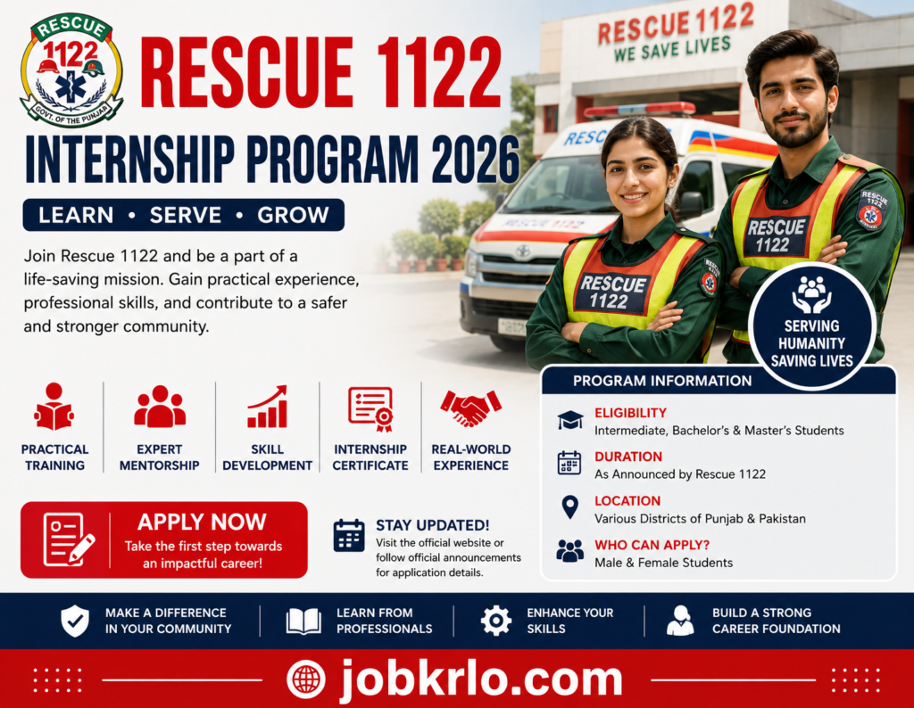 Rescue 1122 Internship Program 2026 | Latest Internship Vacanies | Apply Online and Gain Emergency Experience