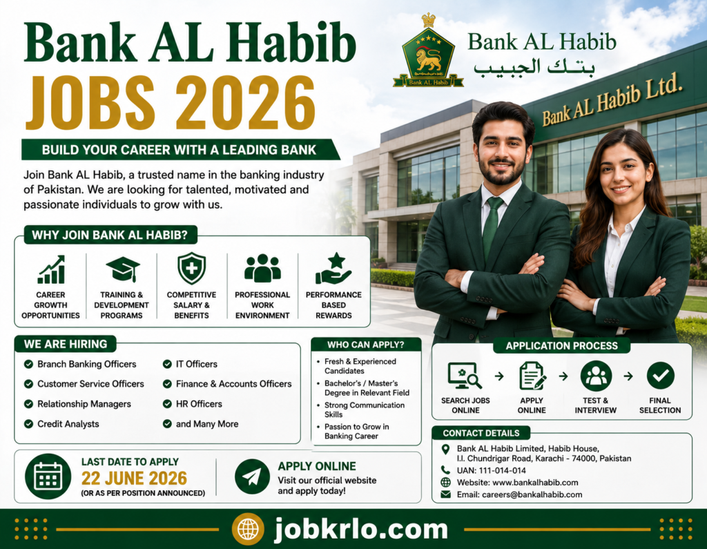Latest Vacancies At Bank AL Habib Jobs 2026 – Apply Online for Banking Career Opportunities
